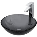 VIGO Glass Sheer Black Bathroom Sink/Basin Set with Duris Faucet and Round Vessel