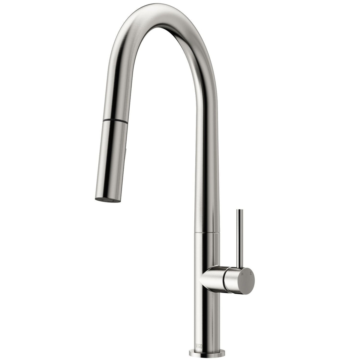 VIGO Greenwich Single Handle Pull Down Sprayer Kitchen Faucet with Deck Plate, Stainless Steel