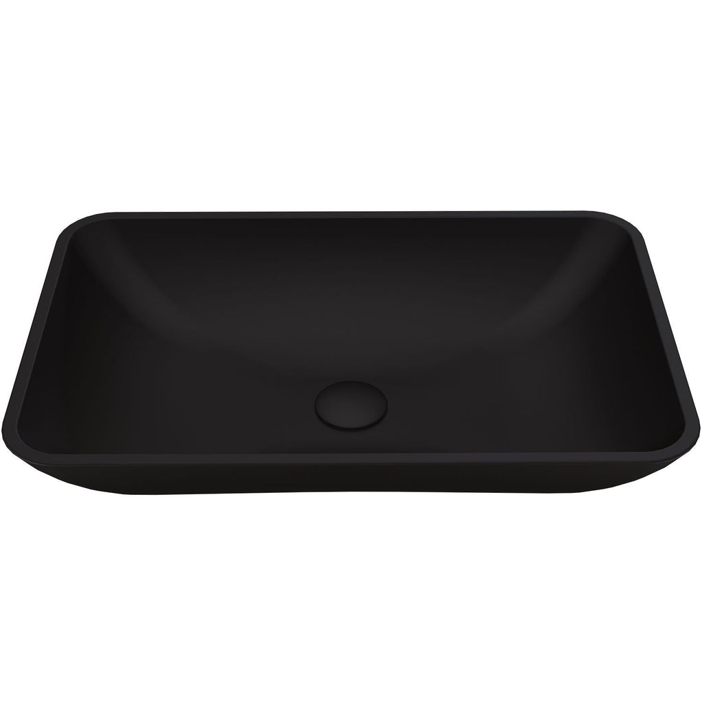 VIGO Hadyn Glass Rectangular Vessel Bathroom Sink/Basin with Rounded Edges & Deep Bowl, Black