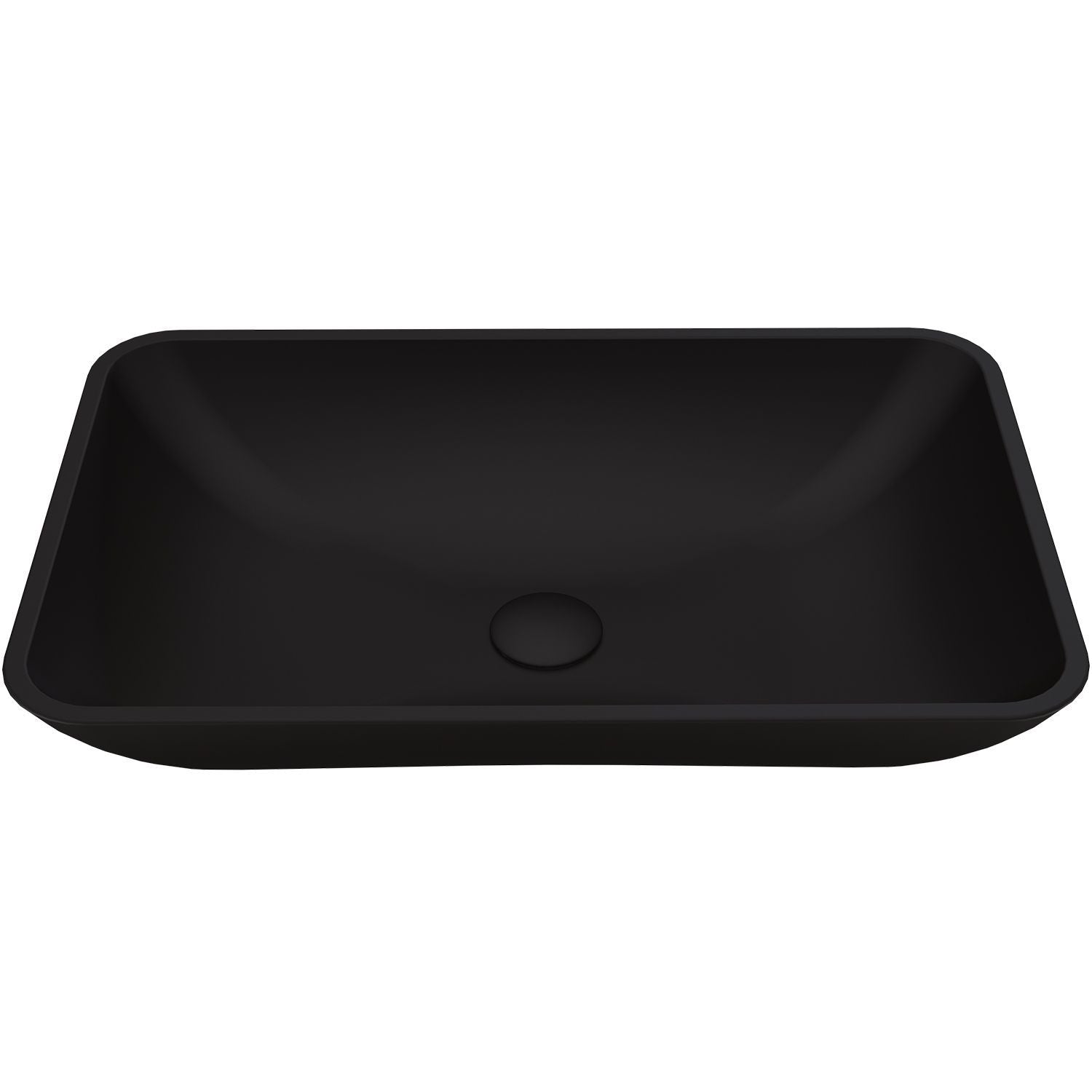 VIGO Hadyn Glass Rectangular Vessel Bathroom Sink/Basin with Rounded Edges & Deep Bowl, Black