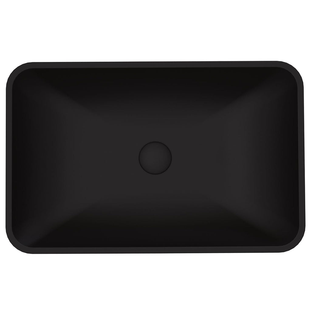 VIGO Hadyn Glass Rectangular Vessel Bathroom Sink/Basin with Rounded Edges & Deep Bowl, Black