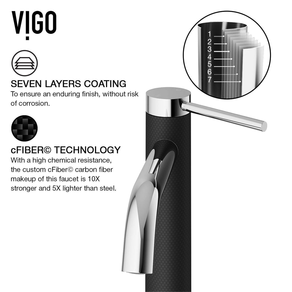 VIGO Lexington Single Handle Vessel Sink Bathroom Faucet with cFiber© Body, Chrome