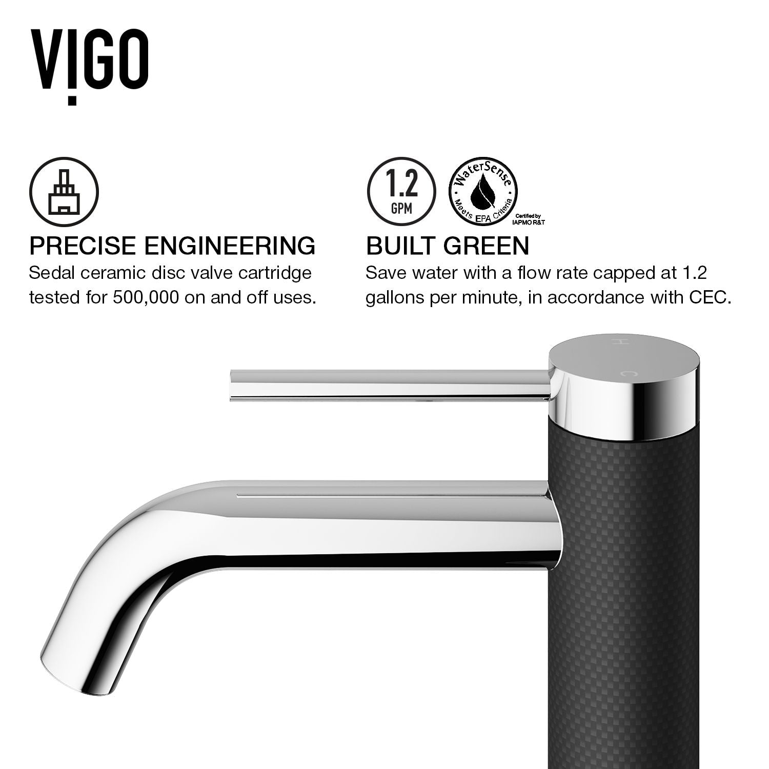 VIGO Lexington Single Handle Vessel Sink Bathroom Faucet with cFiber© Body, Chrome