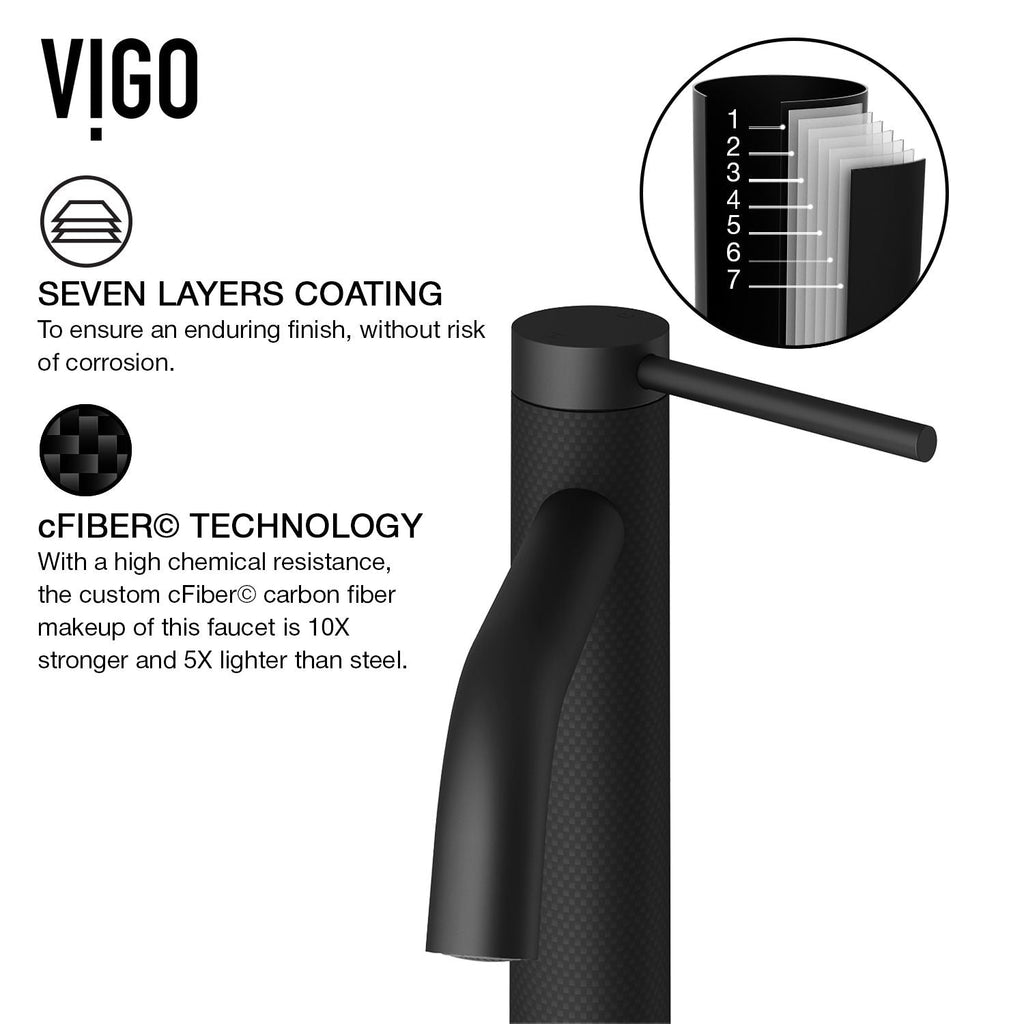 VIGO Lexington Single Handle Vessel Sink Bathroom Faucet with cFiber© Body, Matte Black