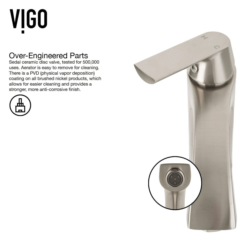 VIGO Linus Single Handle Vessel Sink Bathroom Faucet, Brushed Nickel