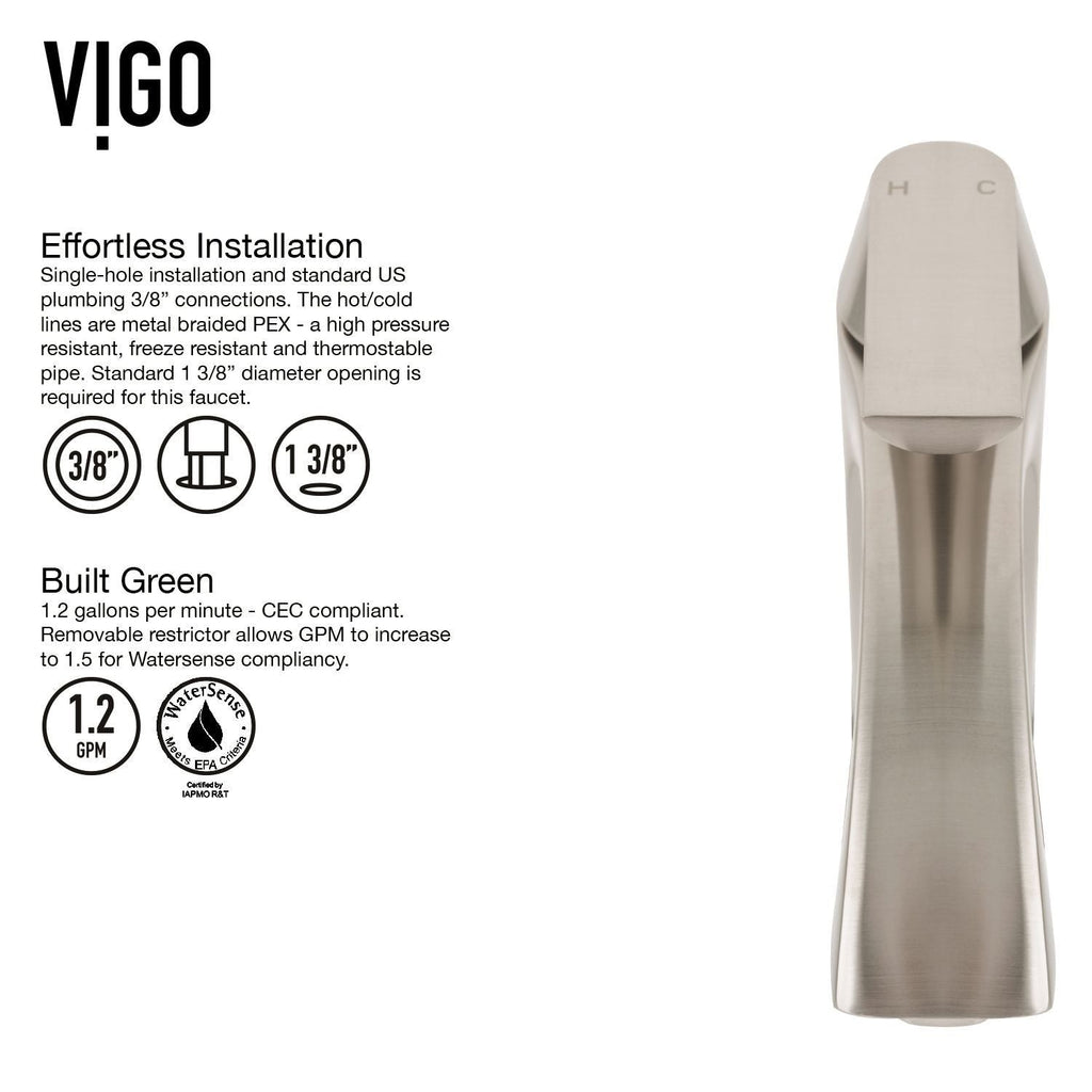 VIGO Linus Single Handle Vessel Sink Bathroom Faucet, Brushed Nickel