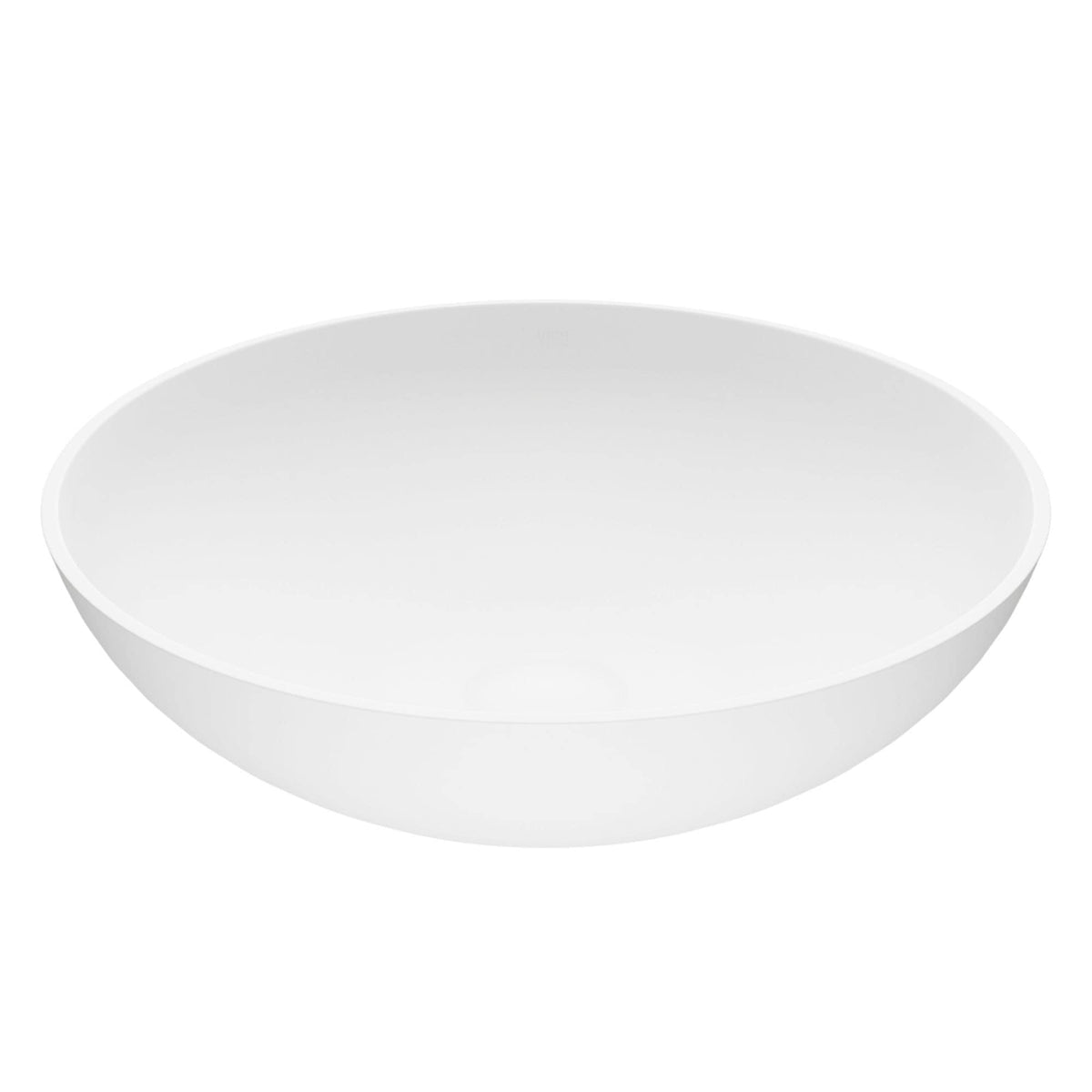 VIGO Lotus Matte Stone Round Composite Vessel Bathroom Sink/Basin with Deep Bowl, White