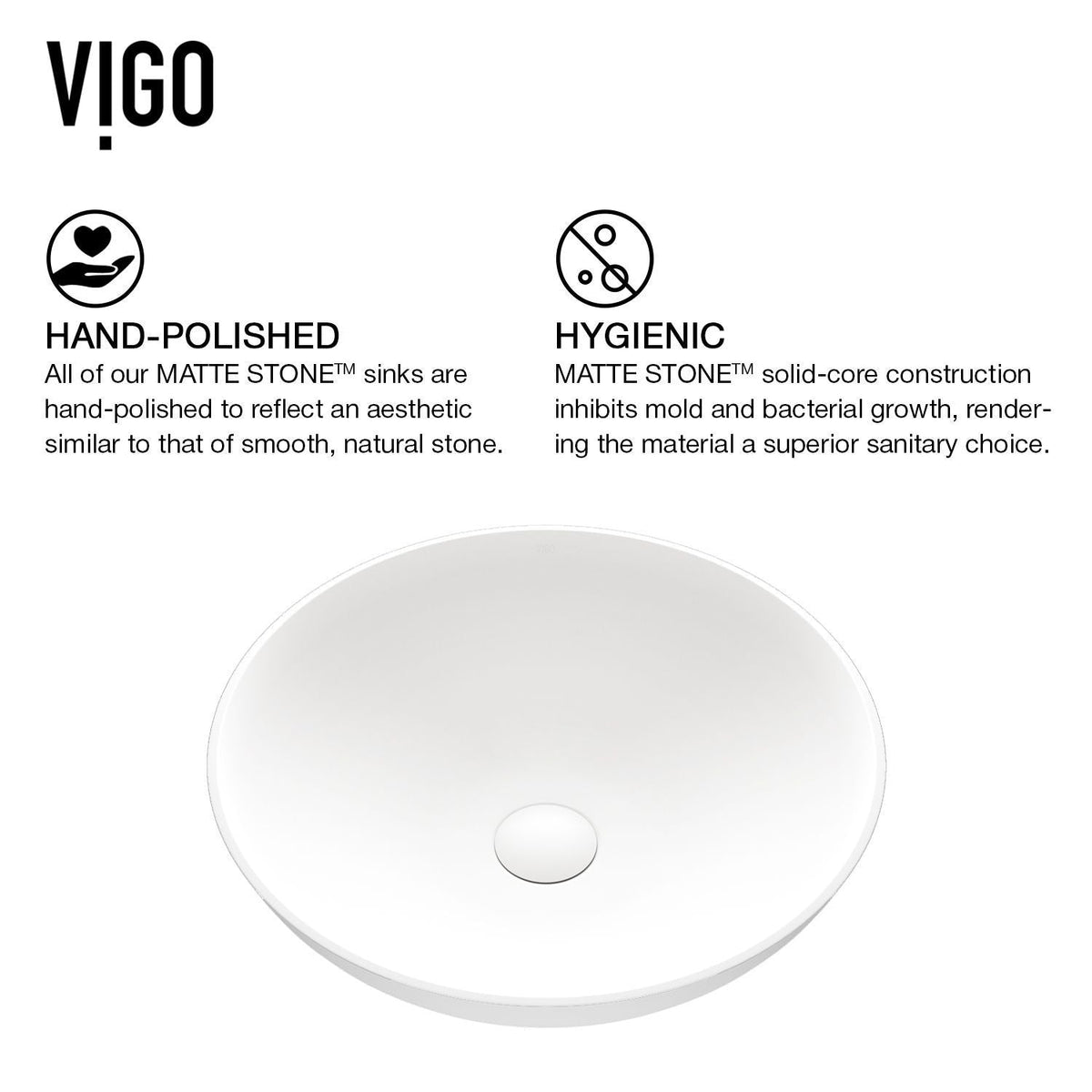 VIGO Lotus Matte Stone Round Composite Vessel Bathroom Sink/Basin with Deep Bowl, White