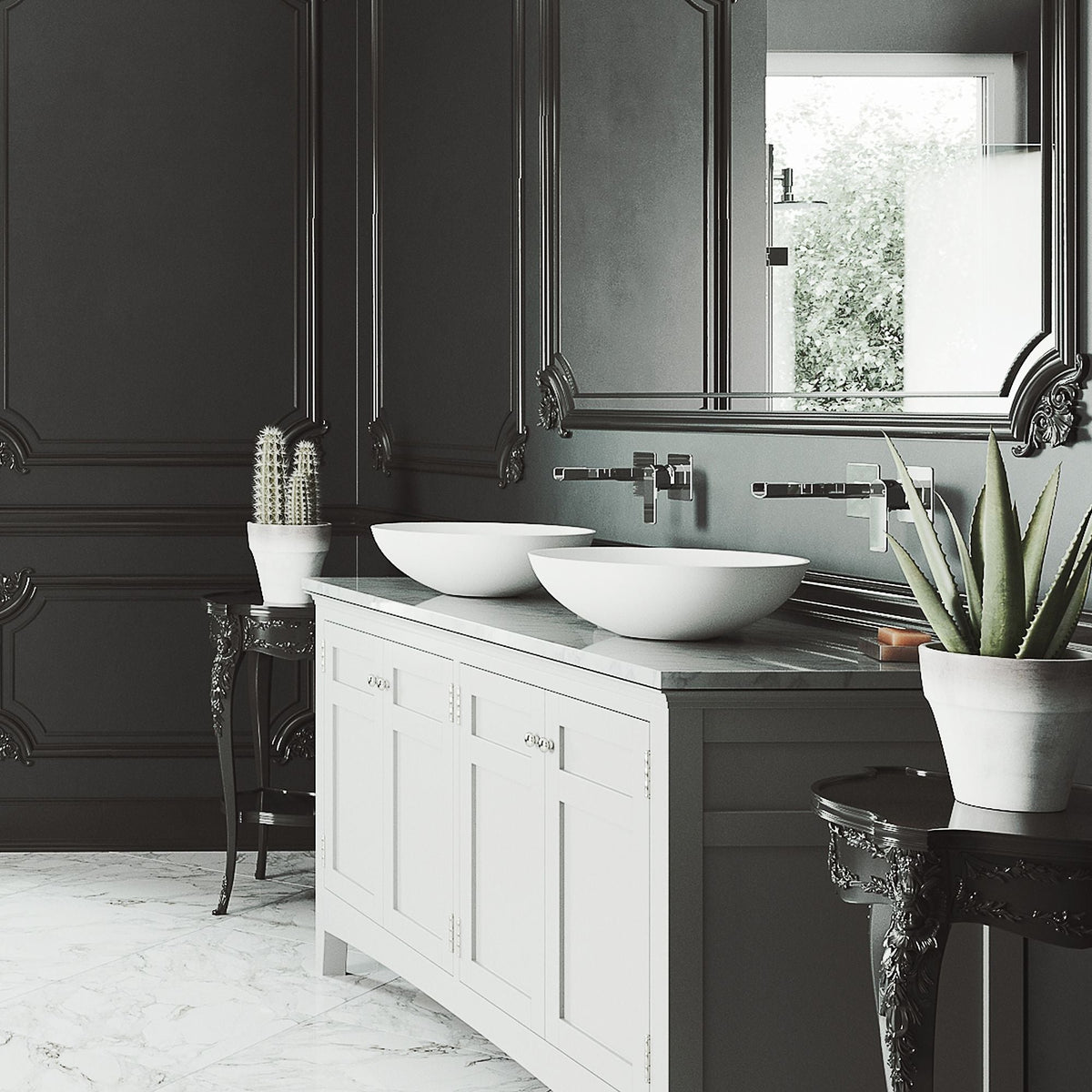 VIGO Lotus Matte Stone Round Composite Vessel Bathroom Sink/Basin with Deep Bowl, White