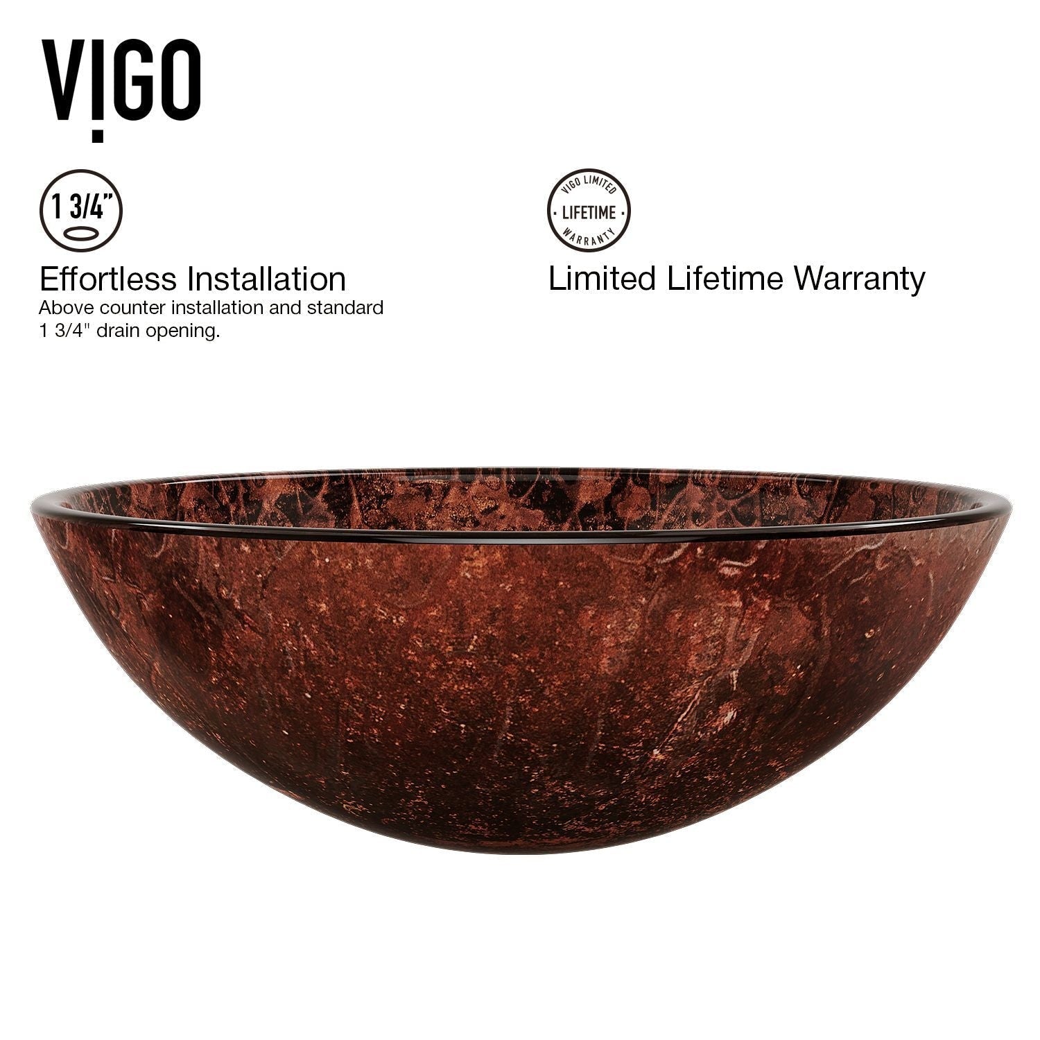 VIGO Mahogany Moon Glass Vessel Bathroom Sink