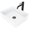 VIGO Marigold MatteStone Matte White Bathroom Sink/Basin Set with Lexington Faucet and Rectangular Composite Vessel