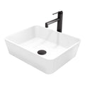 VIGO Marigold MatteStone Matte White Bathroom Sink/Basin Set with Sterling Faucet and Rectangular Composite Vessel