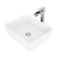 VIGO Marigold MatteStone White Bathroom Sink/Basin Set with Niko Faucet and Rectangular Composite Vessel