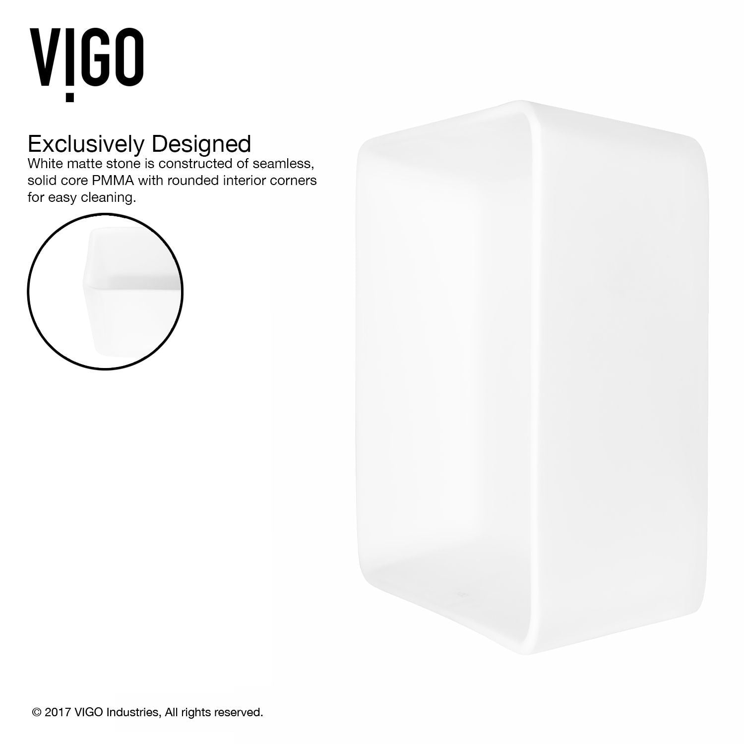 VIGO Marigold MatteStone White Bathroom Sink/Basin Set with Niko Faucet and Rectangular Composite Vessel