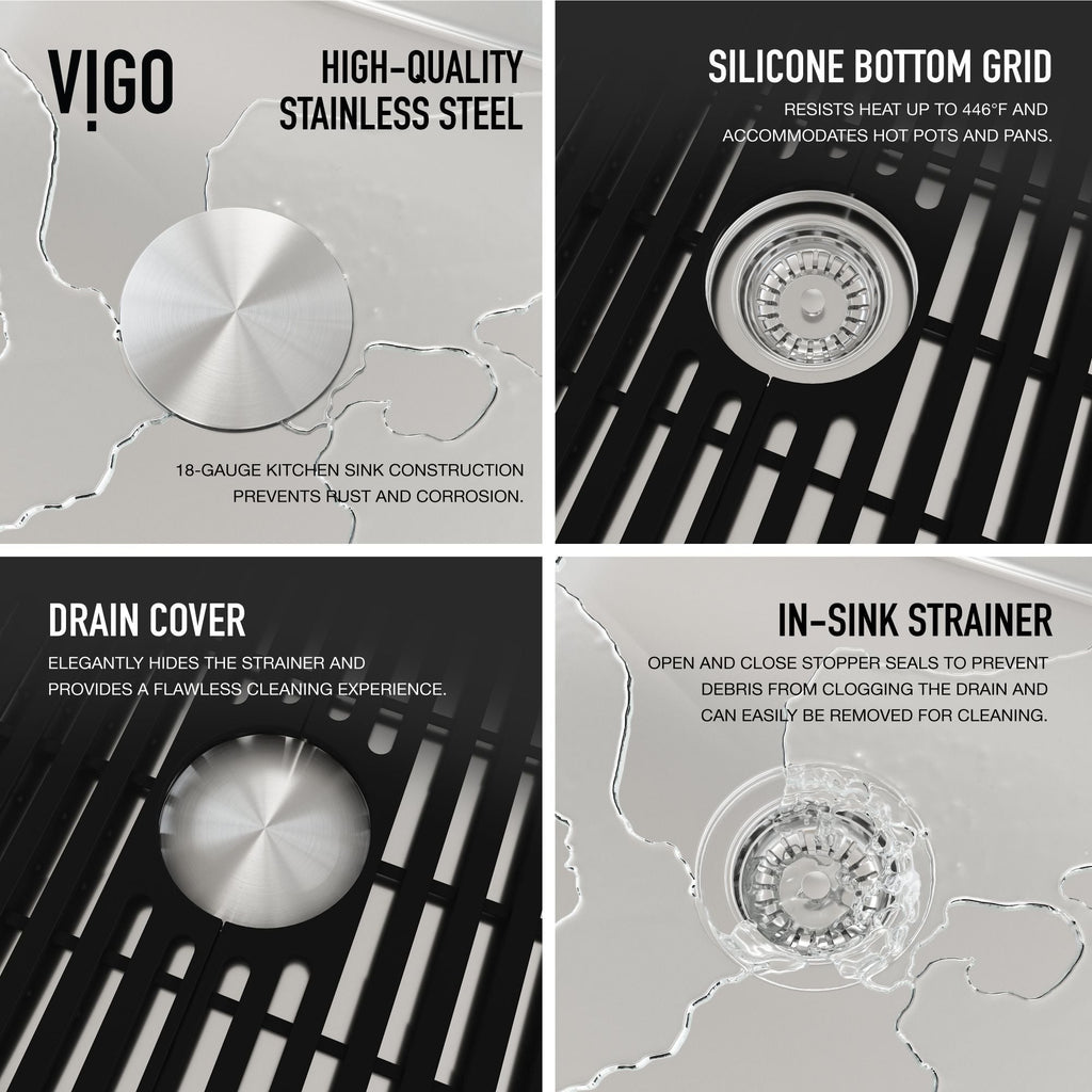 VIGO Mercer 33-in Stainless Steel Undermount Kitchen Sink