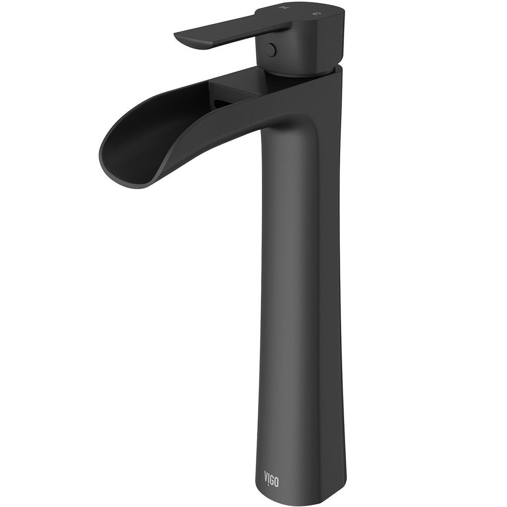 VIGO Niko Single Handle Single Hole Bathroom Sink Faucet, Matte Black