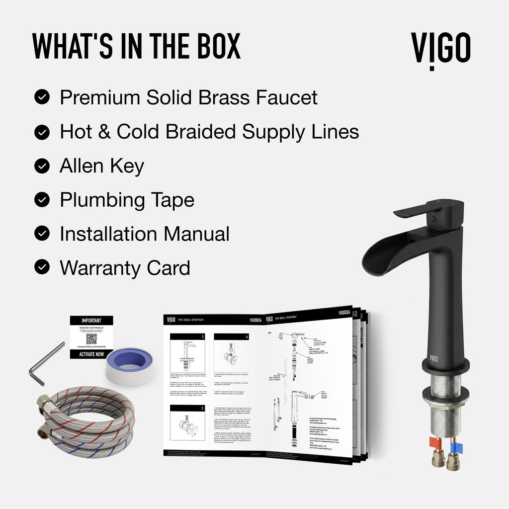 VIGO Niko Single Handle Single Hole Bathroom Sink Faucet, Matte Black