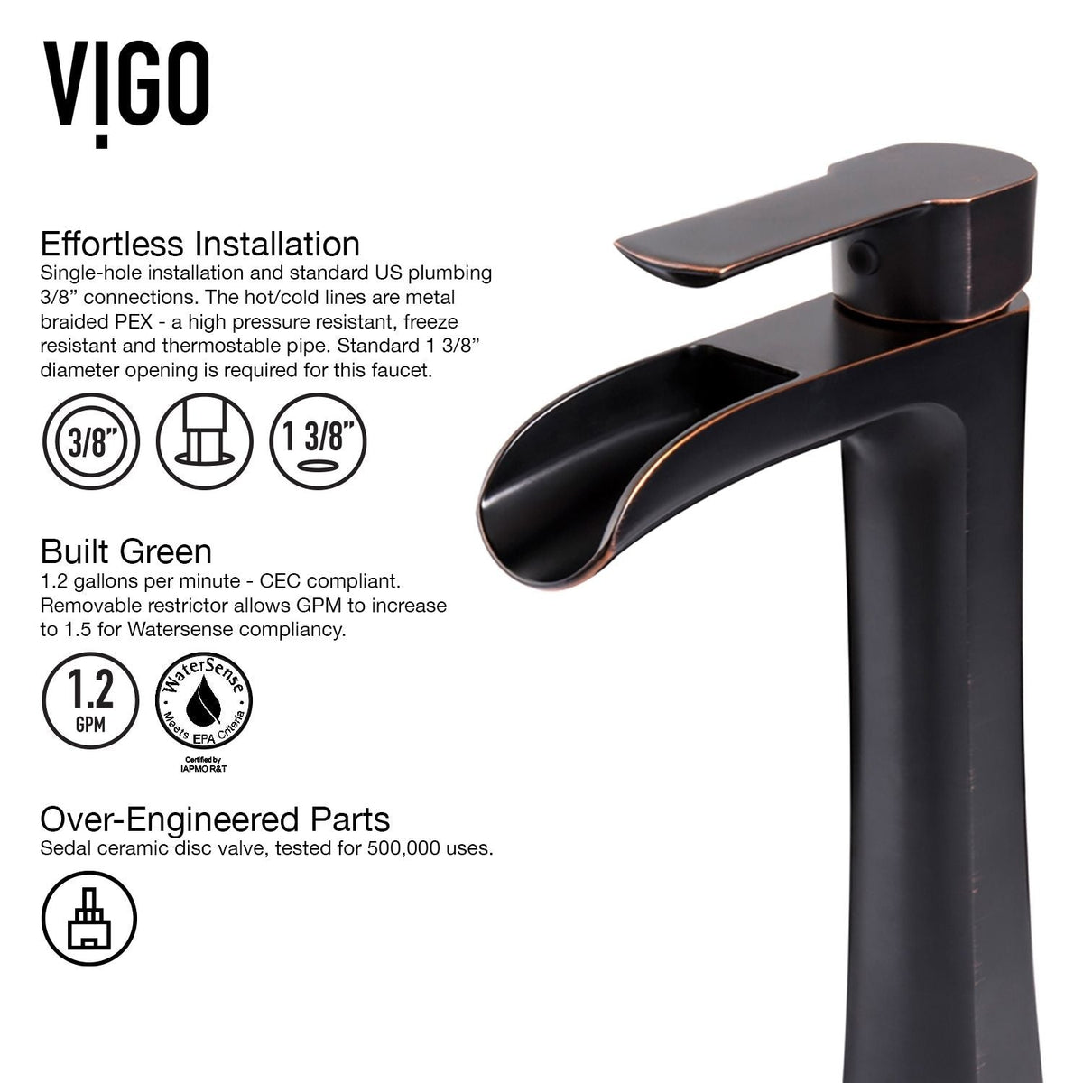 VIGO Niko Single Handle Vessel Single Hole Bathroom Sink Faucet with Pop-up Drain, Antique Rubbed Bronze