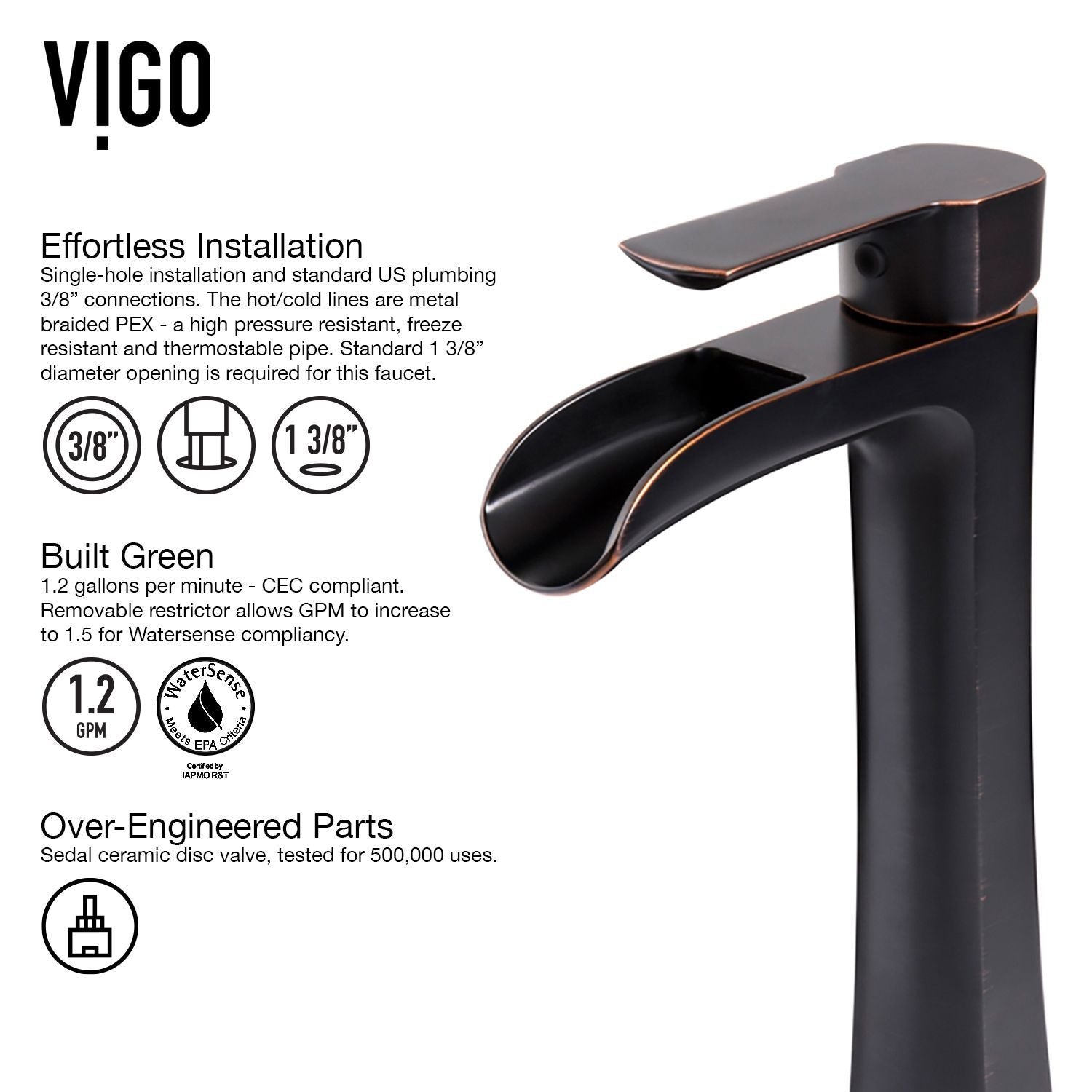 VIGO Niko Single Handle Vessel Single Hole Bathroom Sink Faucet with Pop-up Drain, Antique Rubbed Bronze