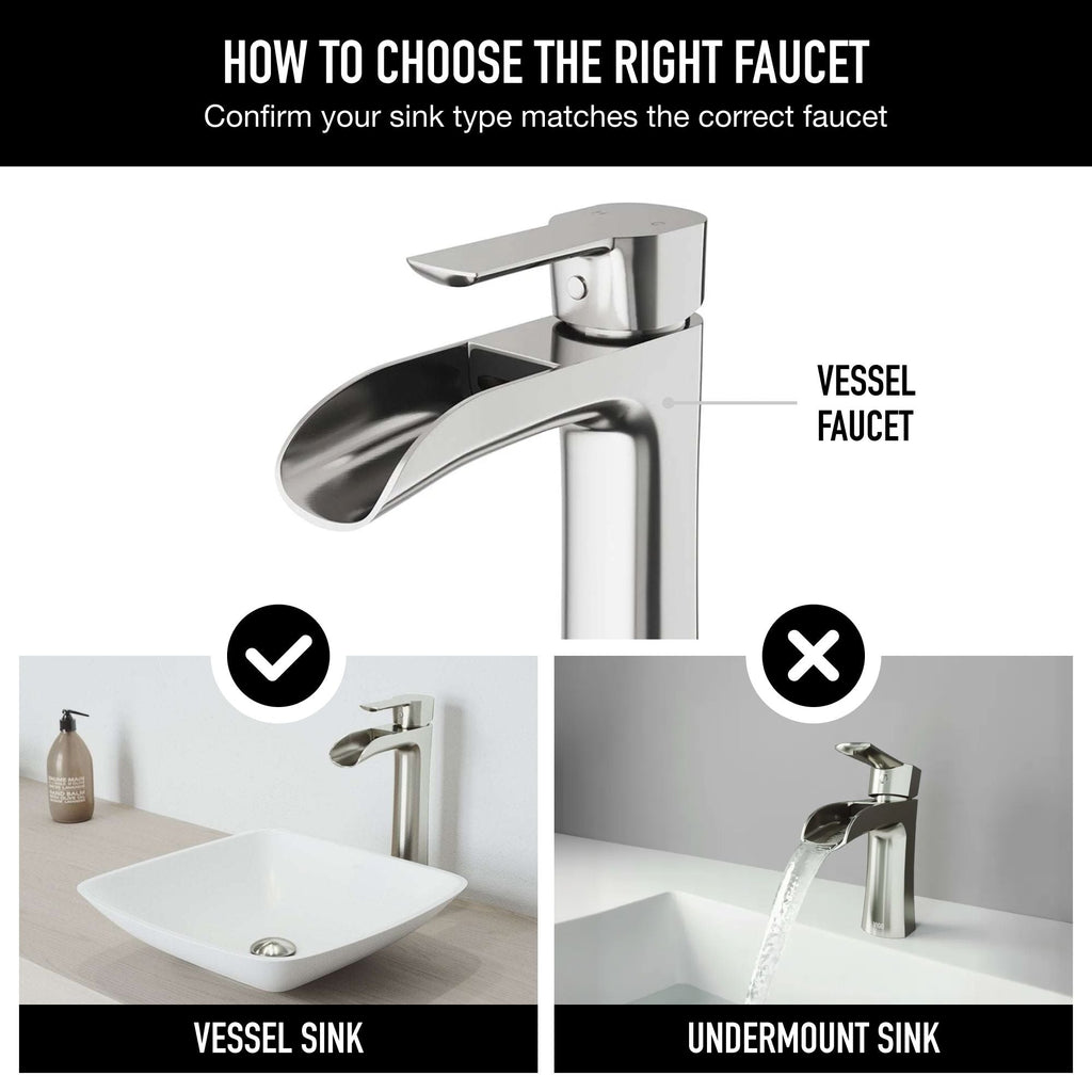 VIGO Niko Single Handle Vessel Sink Bathroom Faucet with Deck Plate, Brushed Nickel
