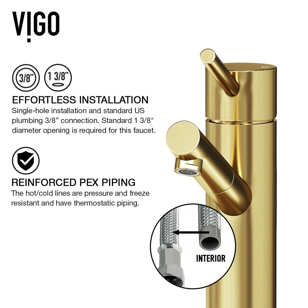VIGO Noma Single Handle Single Hole Bathroom Sink Faucet, WaterSense Certified, Matte Gold