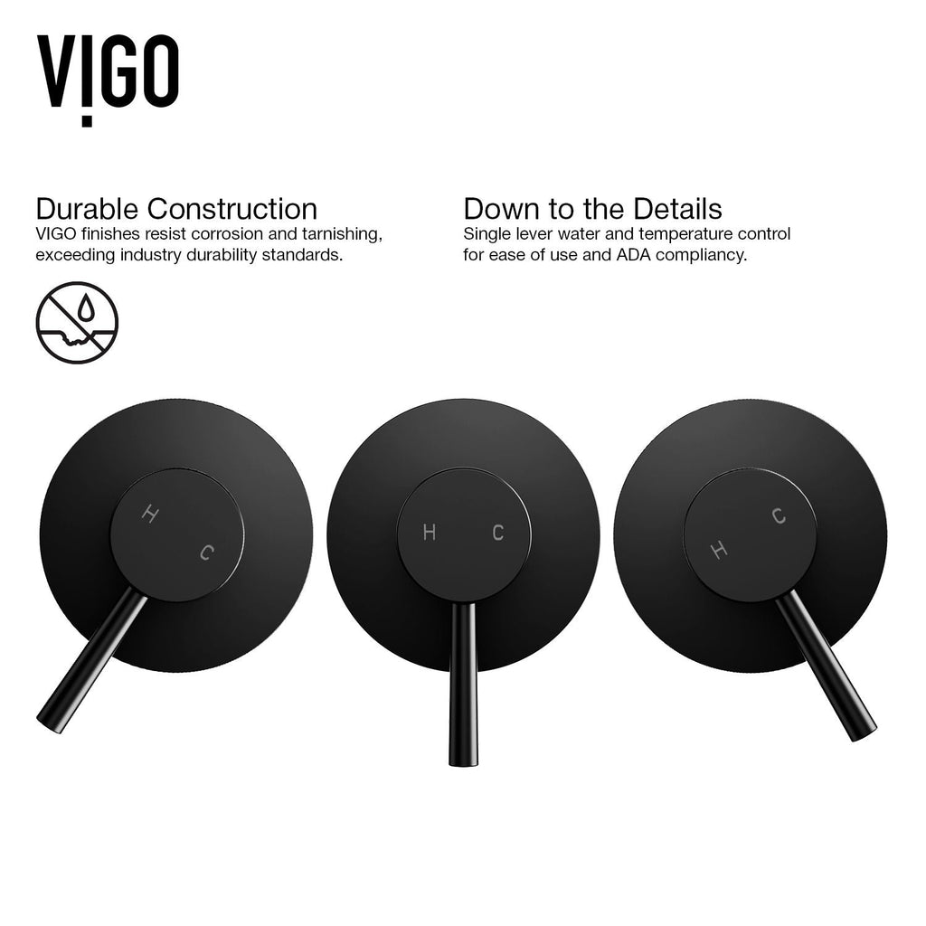 VIGO Olus Single Handle Wall Mount Bathroom Sink Faucet, WaterSense Certified, Matte Black