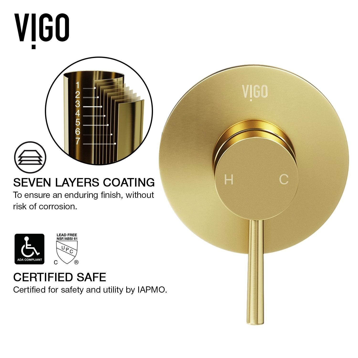 VIGO Olus Wall Mount Single Lever Bathroom Sink Faucet, WaterSense Certified, Matte BGold