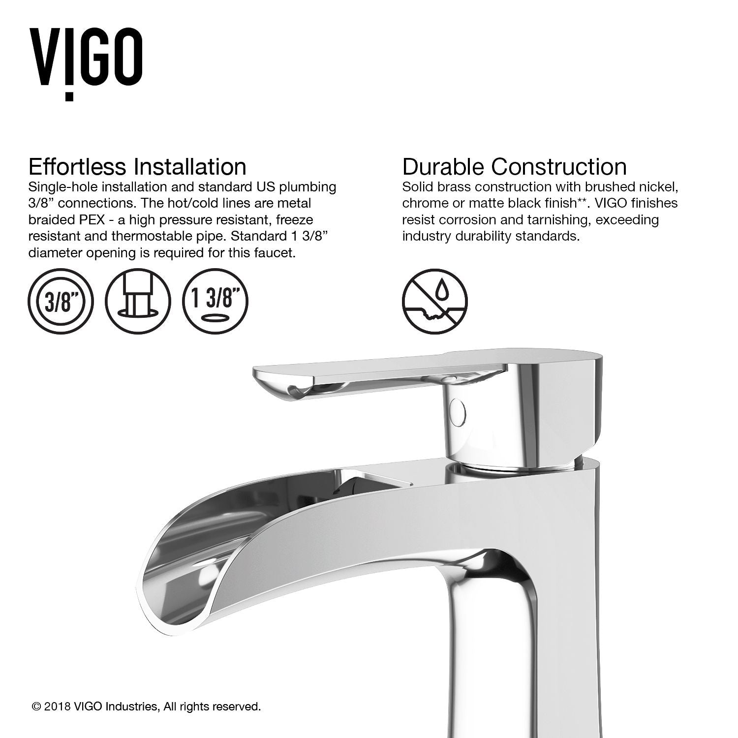 VIGO Paloma Single Handle Single Hole Bathroom Sink Faucet, WaterSense Certified, Chrome
