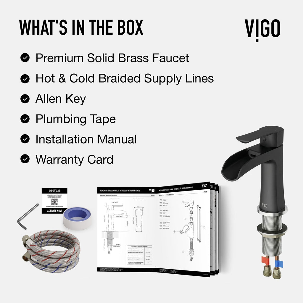 VIGO Paloma Single Handle Single Hole Bathroom Sink Faucet, WaterSense Certified, Matte Black