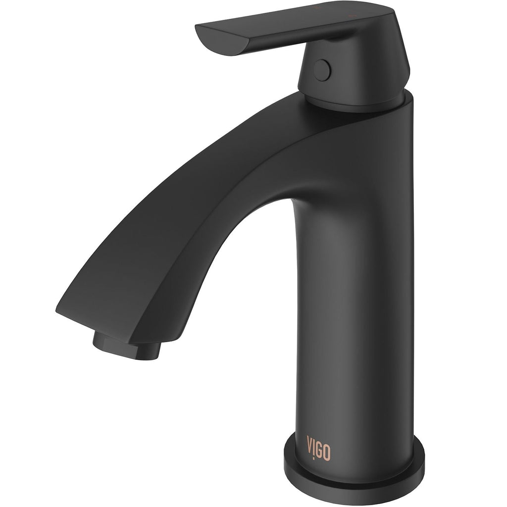 VIGO Penela Single Handle Single Hole Bathroom Sink Faucet, Matte Black,
