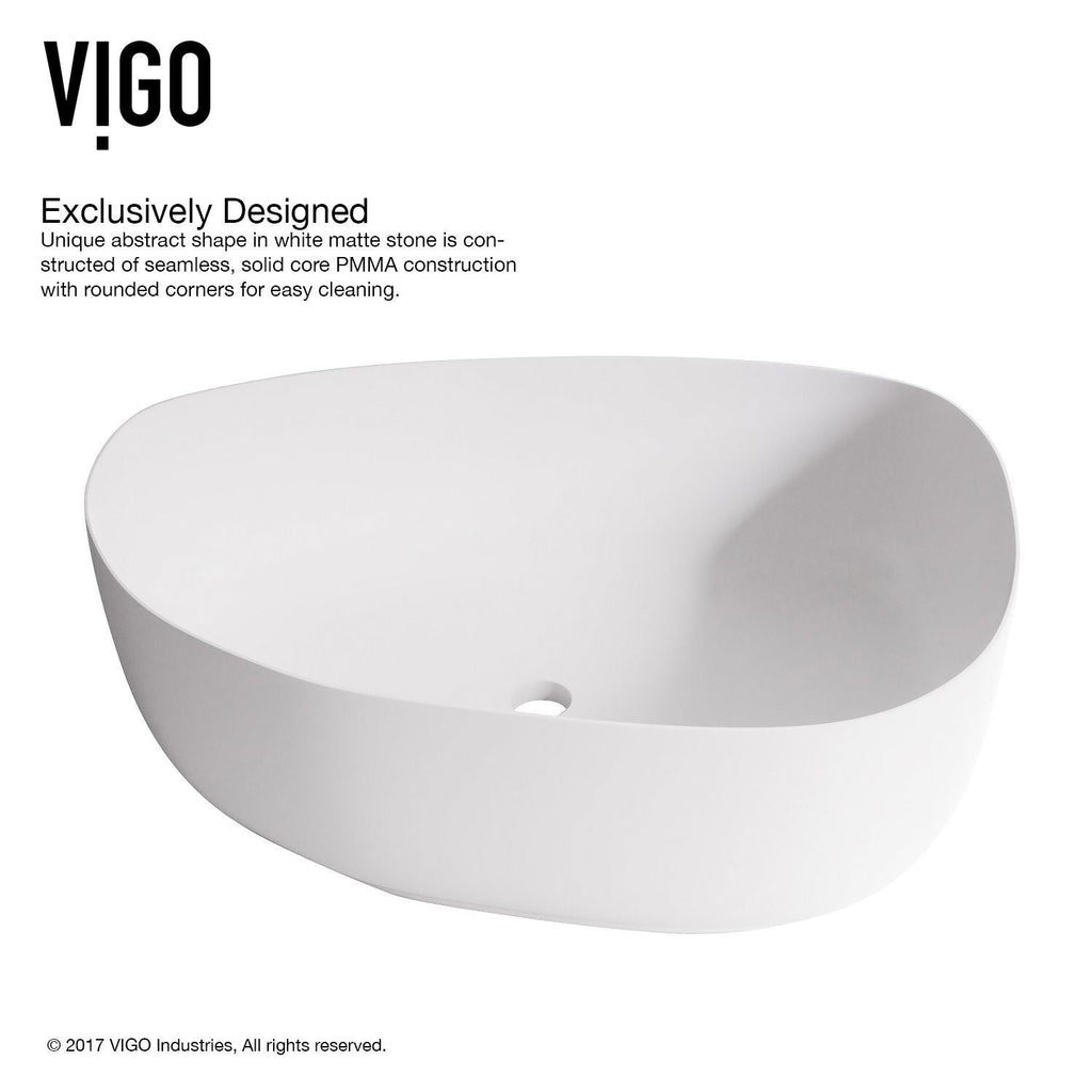 VIGO Peony Matte Stone Novelty Composite Vessel Bathroom Sink/Basin with Deep Bowl, White