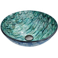 VIGO Round Glass Vessel Bathroom Sink/Basin with Scratch-Resistant Surface, Oceania
