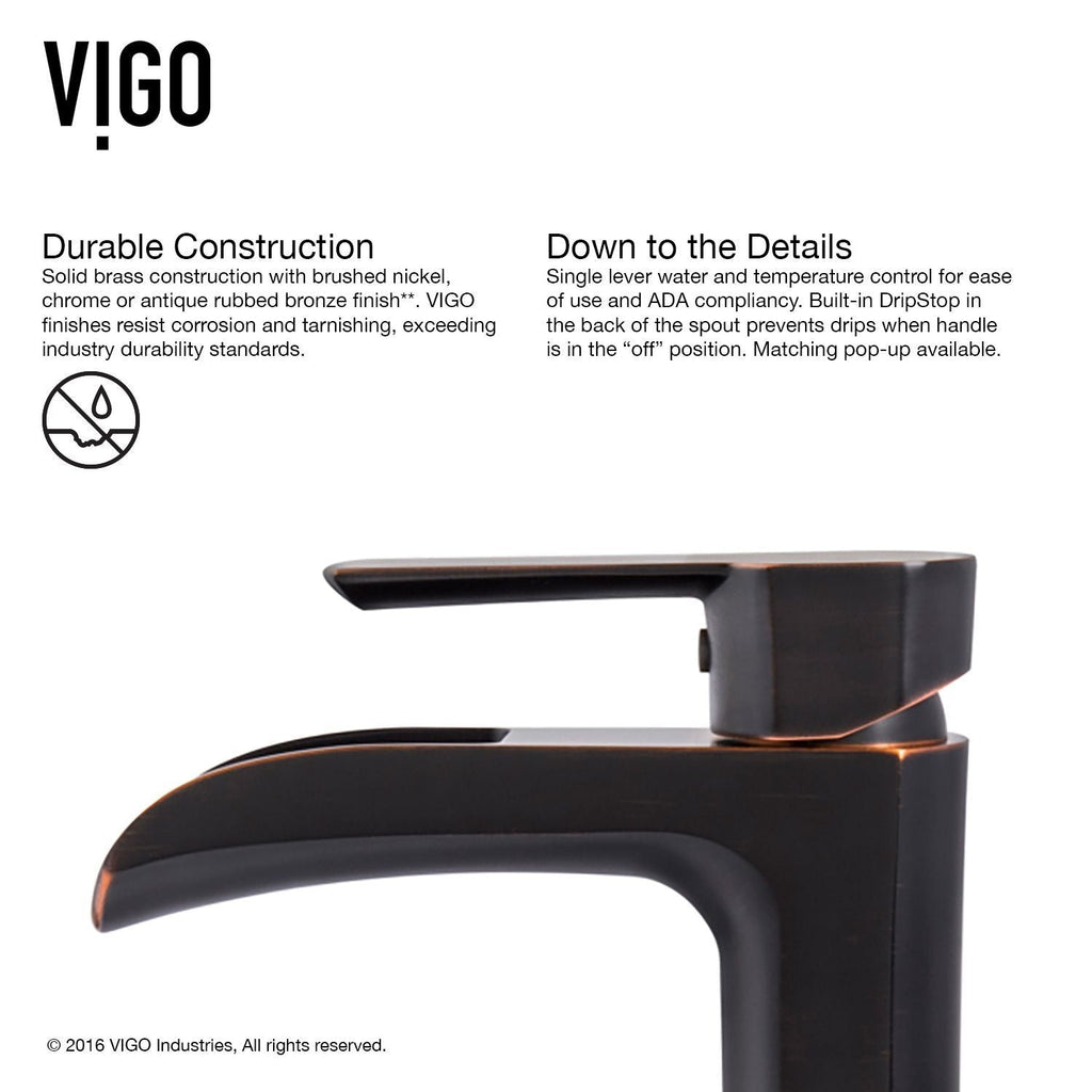 VIGO Russet Glass 18-in Red/Brown Bathroom Sink/Basin Set with Niko Faucet and Rectangular Vessel