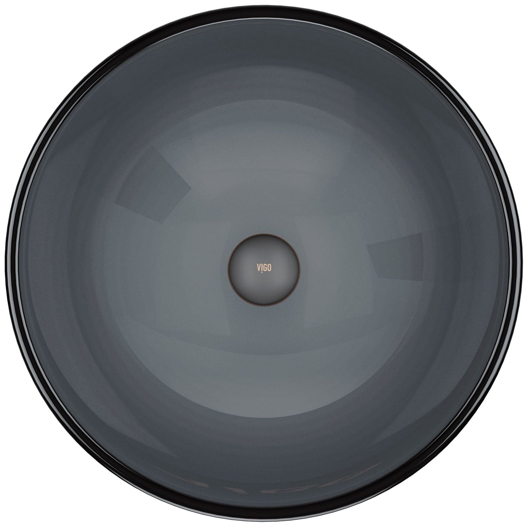 VIGO Sheer Glass Round Vessel Bathroom Sink/Basin with Deep Bowl, Black