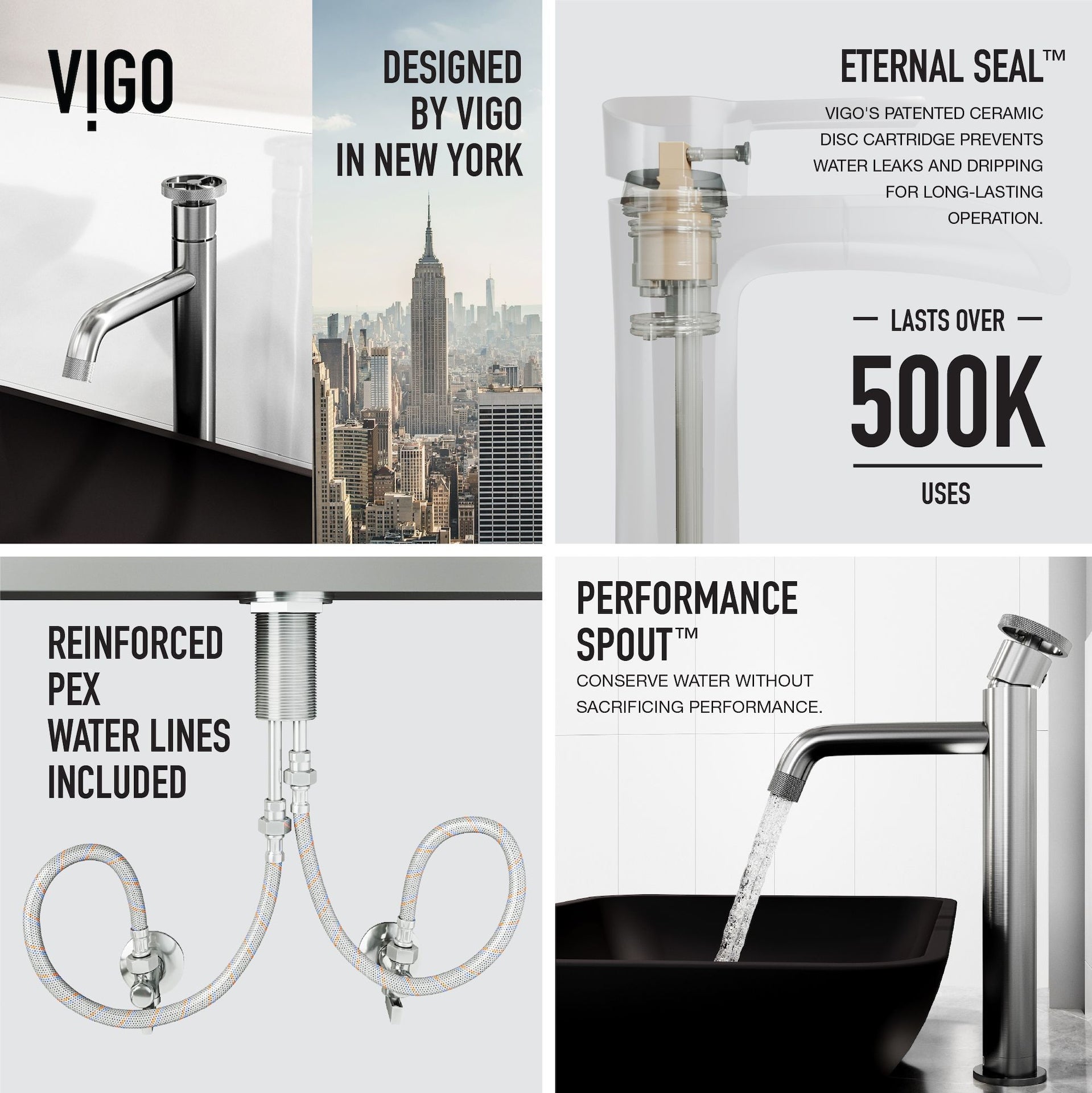 VIGO Sottile MatteShell Matte Black Bathroom Sink/Basin Set with Cass Faucet and Glass Rectangular Vessel