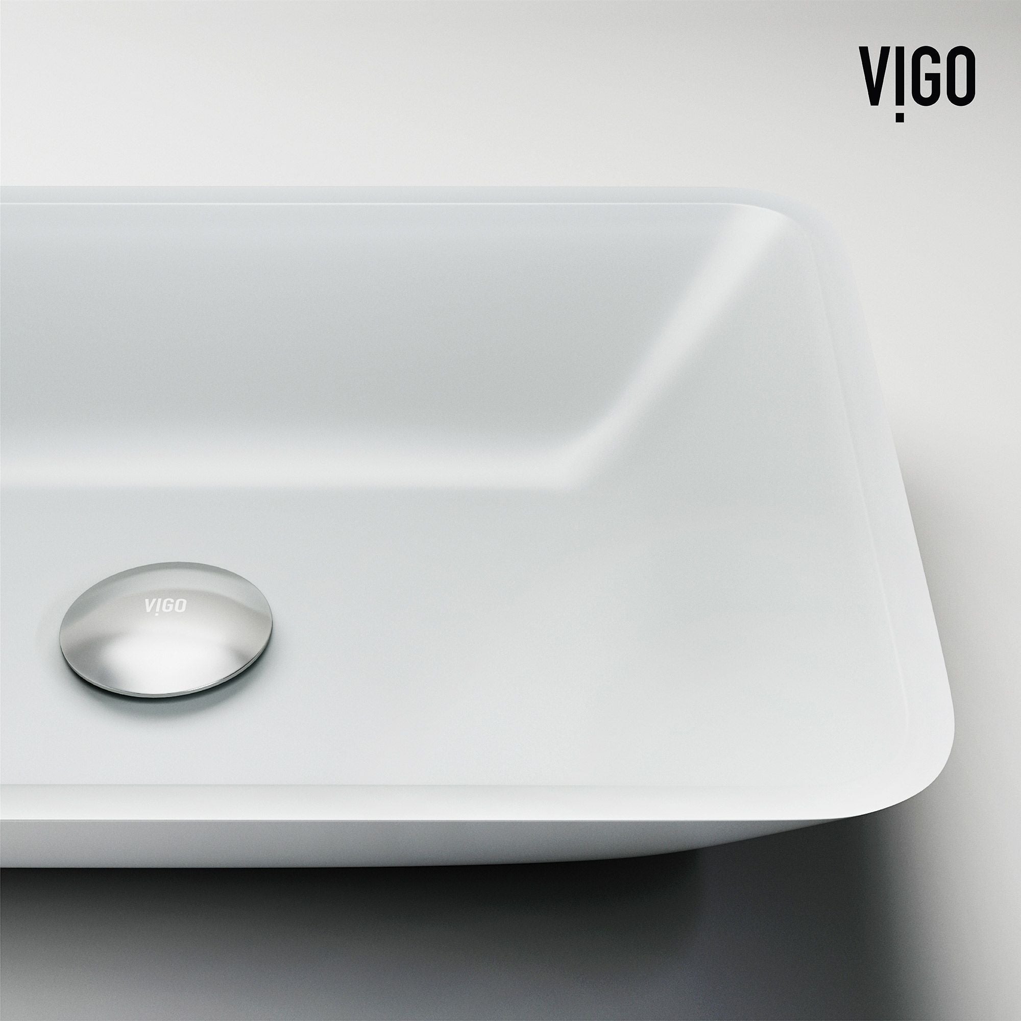VIGO Sottile MatteShell White Bathroom Sink/Basin Set with Niko Faucet and Glass Rectangular Vessel