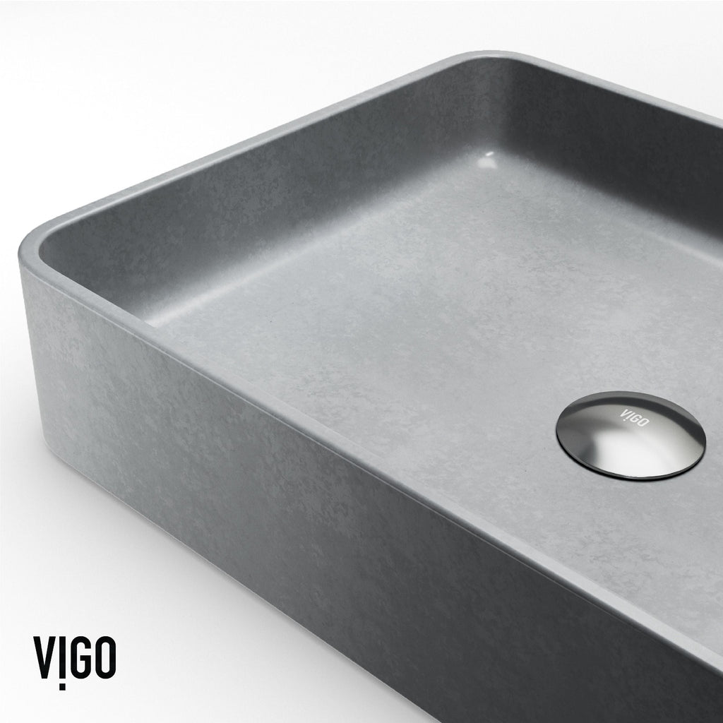 VIGO Tarragona Gothic ConcretoStone 19x14-in Deep Grey Bathroom Sink/Basin with Rectangular Vessel