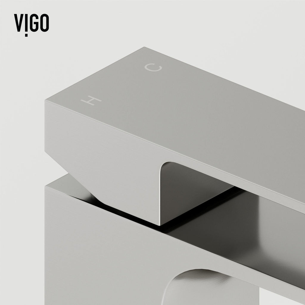 VIGO Tarragona Gothic ConcretoStone Grey Bathroom Sink/Basin Set with Dunn Faucet and Rectangular Vessel