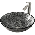 VIGO Titanium Glass Slate Grey Bathroom Sink/Basin Set with Linus Faucet and Round Vessel