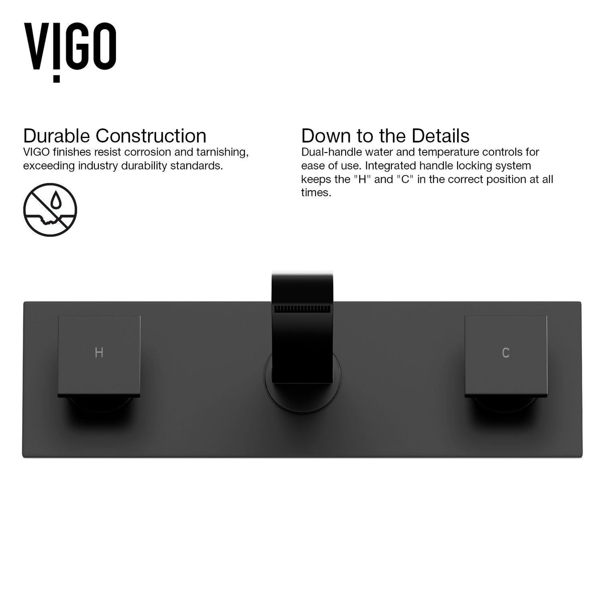 VIGO Titus Wall Mount Dual Handle Bathroom Sink Faucet, Eco-Friendly 1.2 GPM Flow Rate, Matte Black