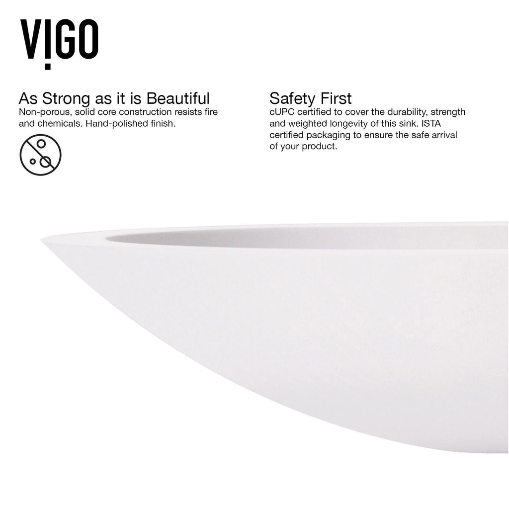 VIGO Wisteria White Bathroom Sink Set with Matte Black Olus Faucet