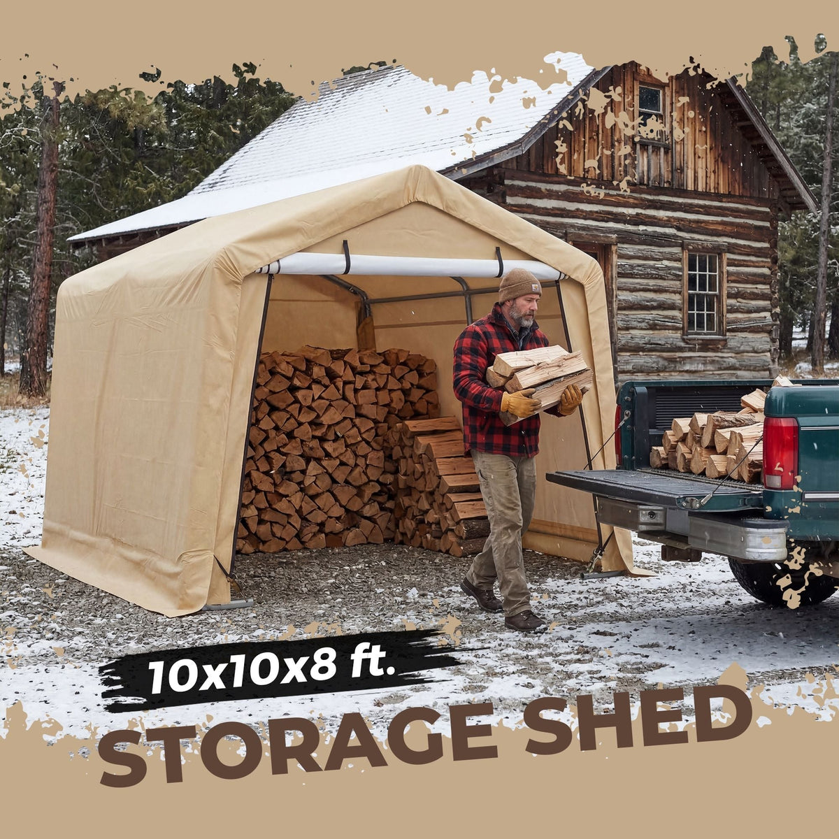 Weatherfast Waterproof Storage Shed with UV Protection, 10 x 10 x 8-ft