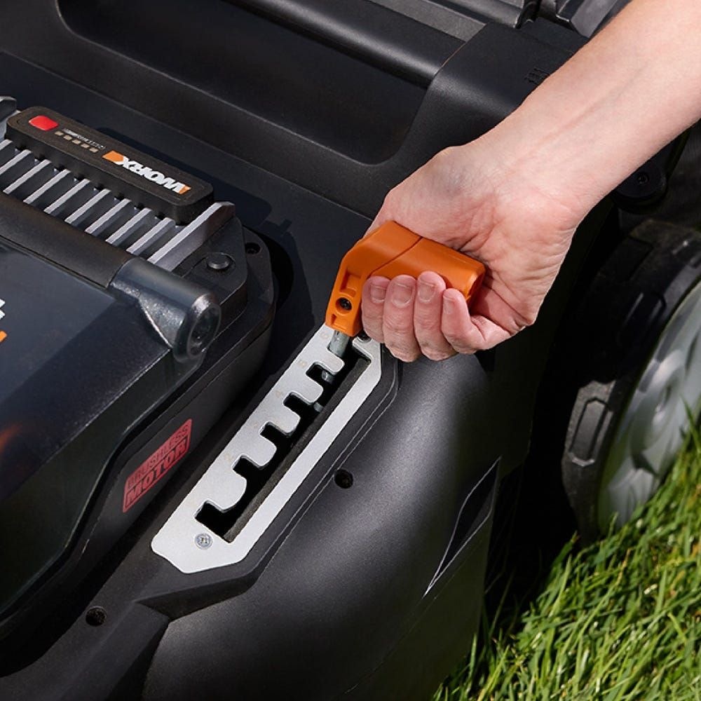 Worx WG737 Nitro 40V PowerShare 2-in-1 Brushless Cordless Push Poly Mower, 16-in with (2) PowerShare Pro 4.0Ah Batteries