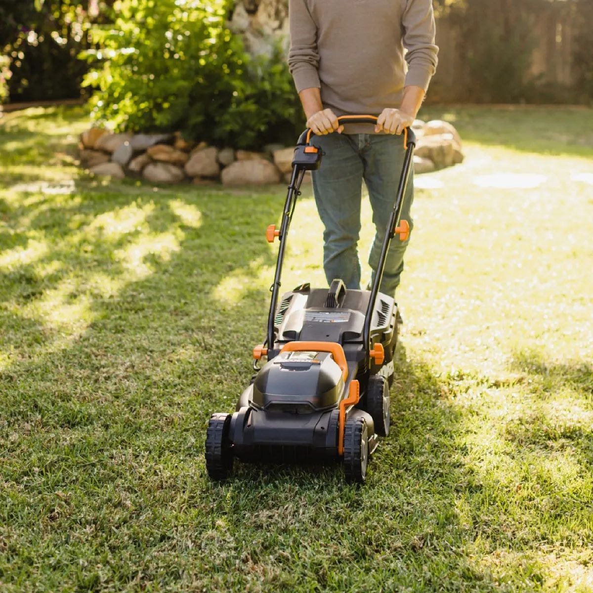 WORX WG779 40V Power Share Cordless Mulching Poly Lawn Mower, 14-in