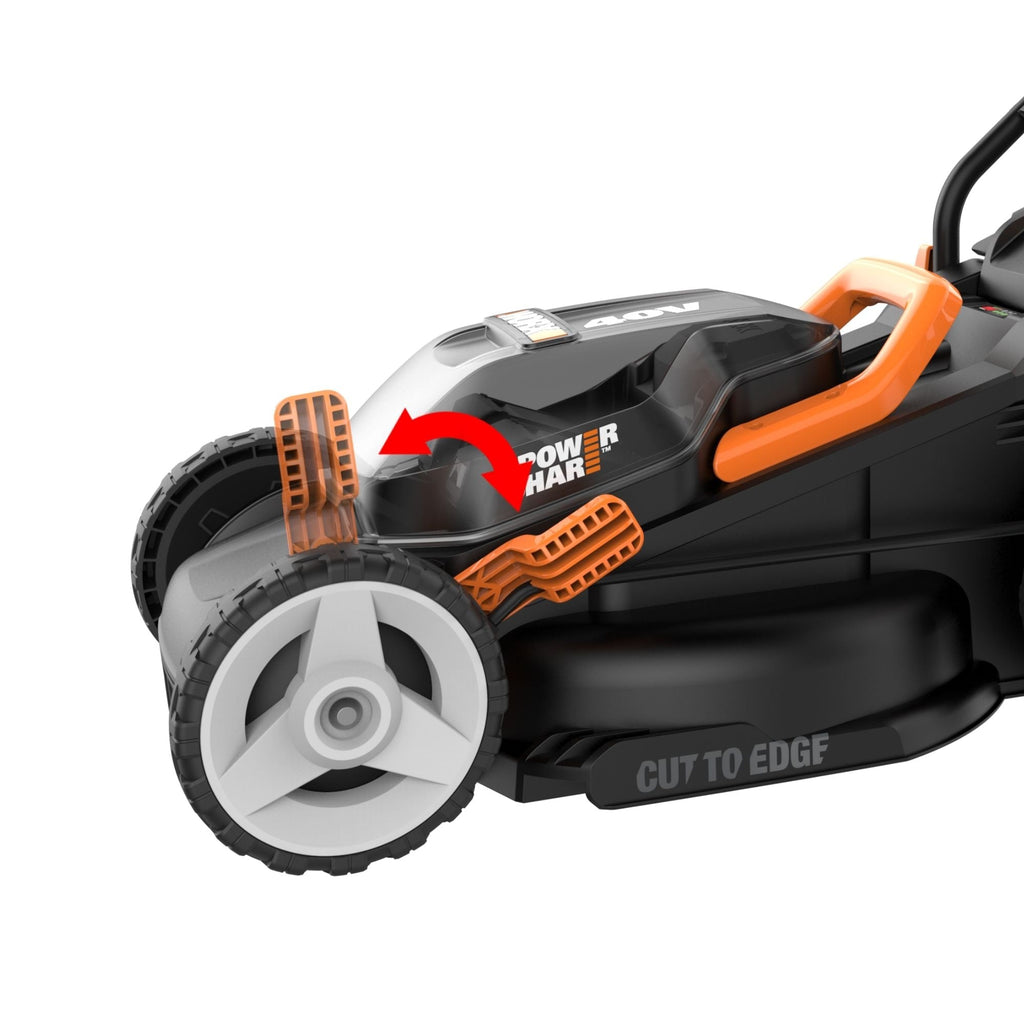Worx WG934 Power Share 2x20V 2-in-1 Combo Kit, WG779 40V Cordless Mower, 14-in + WG163.9 20V Cordless Grass Trimmer/Edger, 12-in