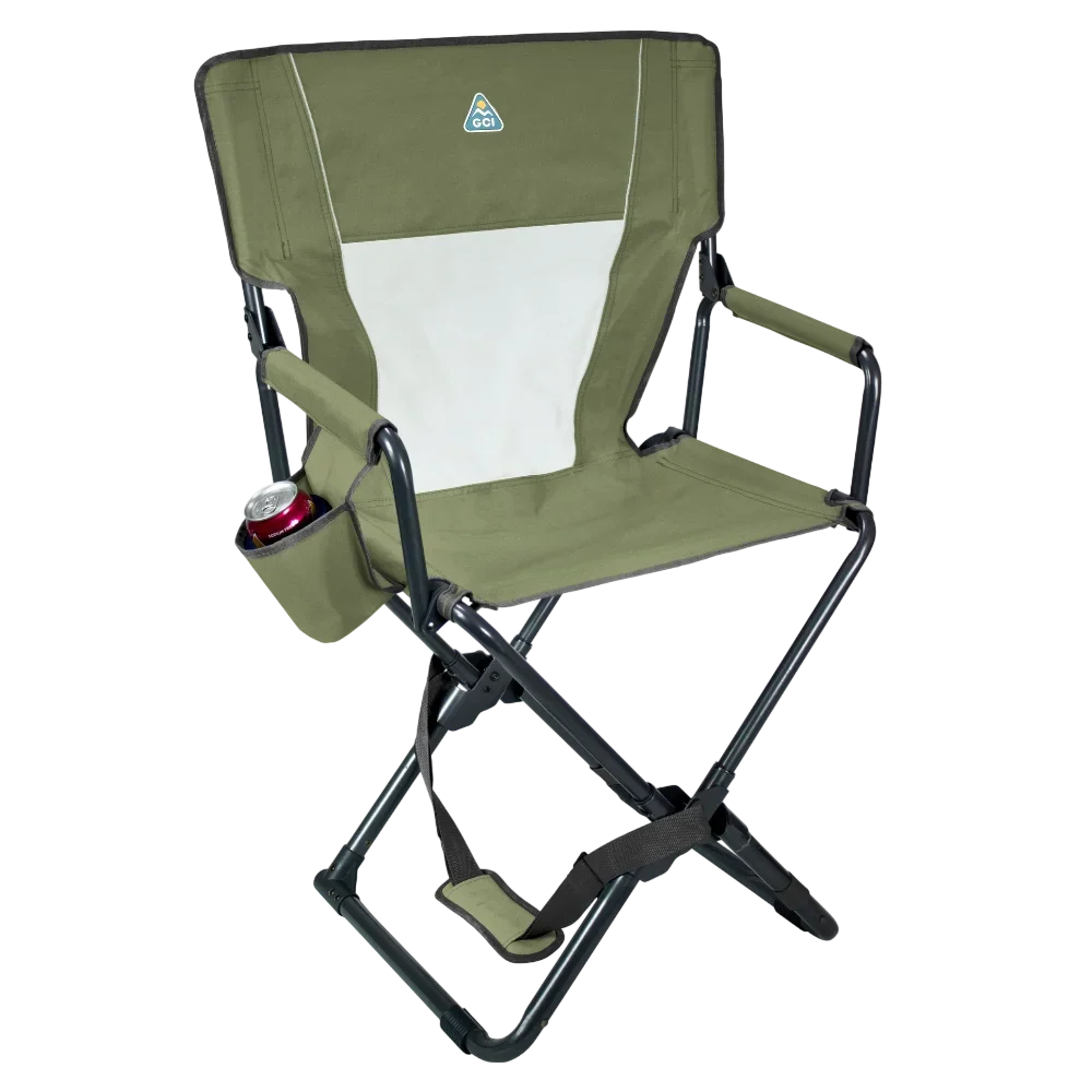 Front view of the loden green Xpress Directors Chair. 