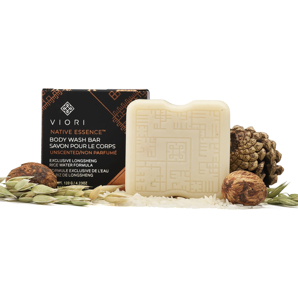Viori Sulfate-Free, Paraben-Free, Zero-Waste Longsheng Rice Water Unscented Body Wash Bar, Native Essence, 120 Gram Bar