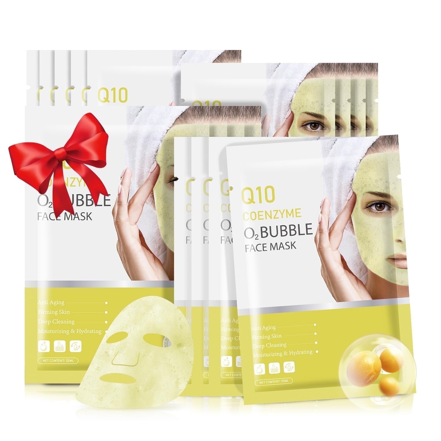 11 Pack Fruit Moisturizing Facial Mask Sheet, Rich in Fruit Essence Face Mask to Brighten and Hydrate Dull Skin