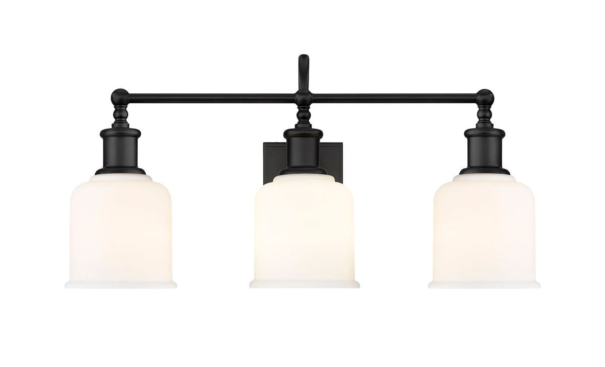 Z-Lite Bryant 3-Light Vanity Light, Black with Opal Shade