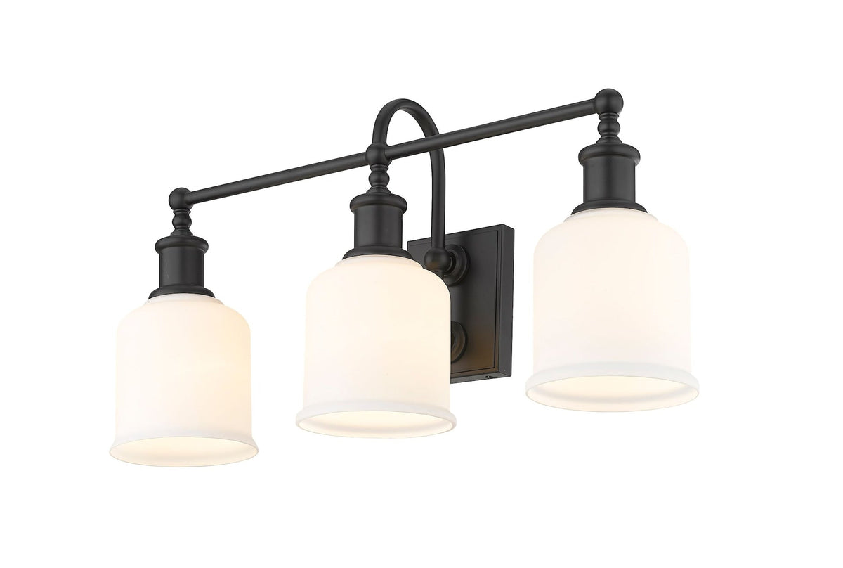 Z-Lite Bryant 3-Light Vanity Light, Black with Opal Shade